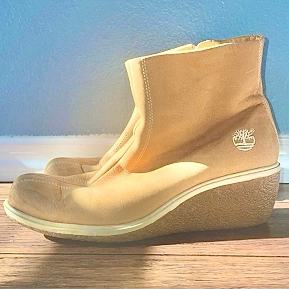 Y2K timberland boots ankle boots wedge boots heel leather boots zipper boots